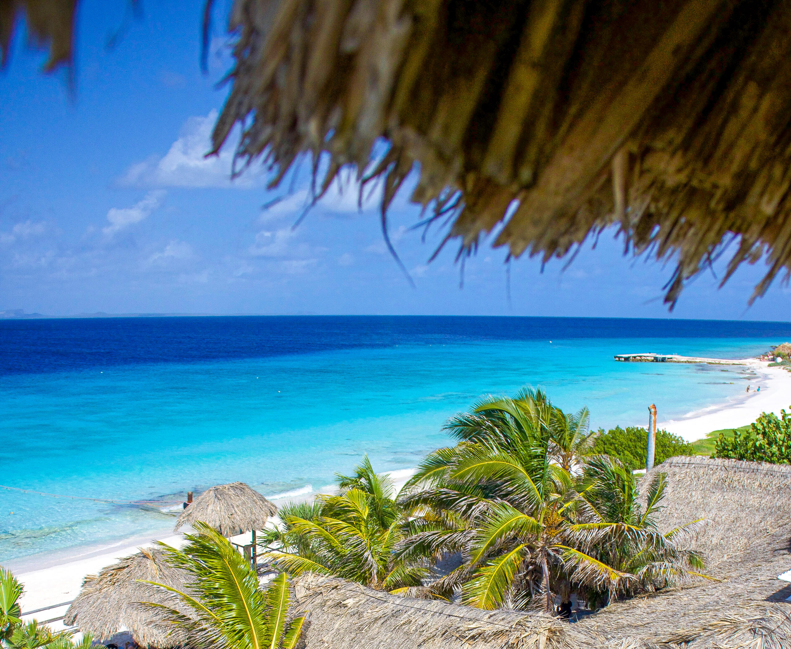 Tropisch strand met helderblauw water